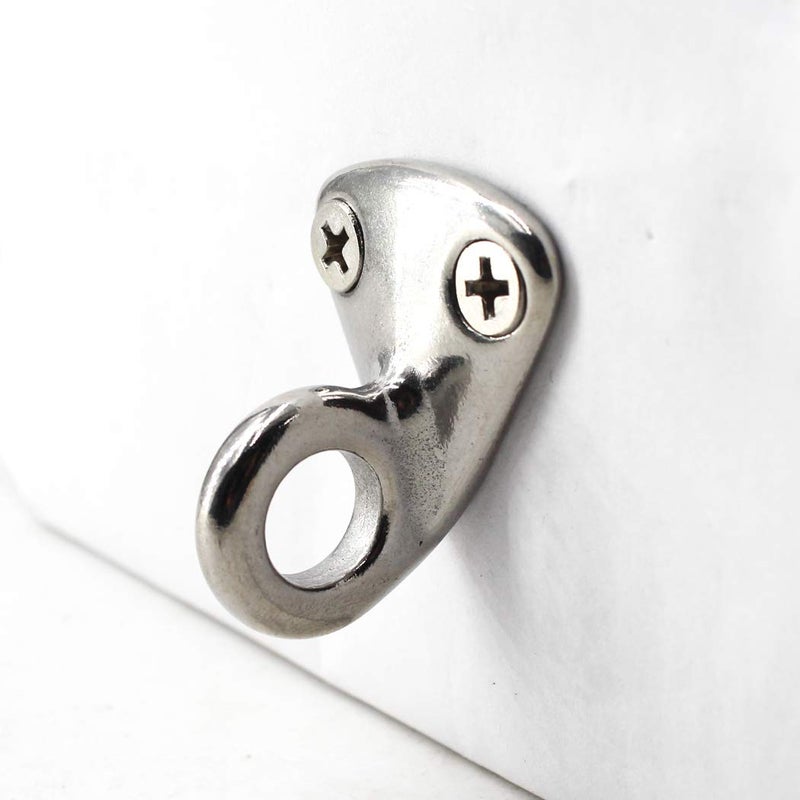 Flomore Fending Hook Marine Grade 316 Stainless Steel Pad Eye Fender Hook Boat Ship Hardware Come with Screws (Pack of 6) - Image 3